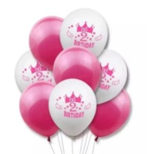 8pc Pink Second 2nd Birthday Balloons